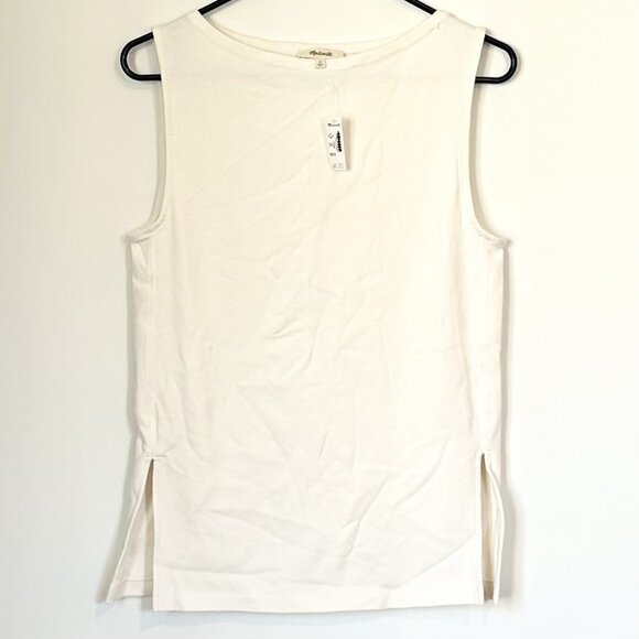 NWT Madewell Sleeveless Boatneck Side Slit Tank in Ivory - Size: Medium - Picture 2 of 9